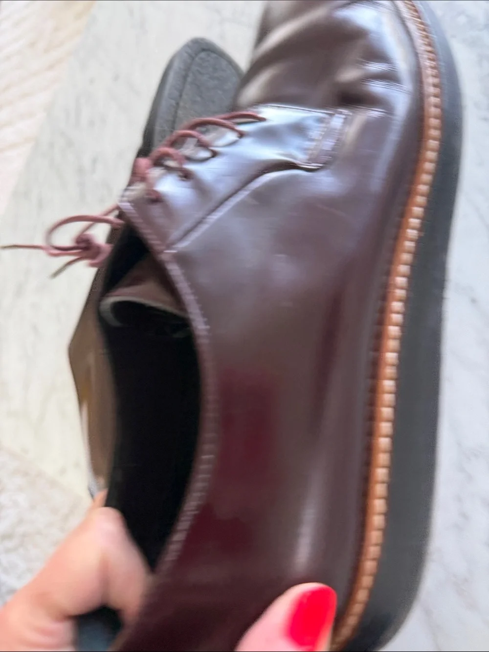 ✨Bright Beautiful Leather✨Vince Men's Burgundy Leather Derby Shoes